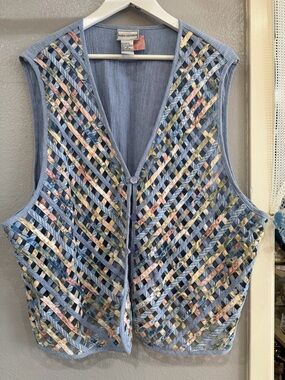 Napa Valley Light Blue Lattice Ribbon Vest